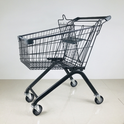 Zinc Finish PP Shopping Metal Supermarket Push Cart