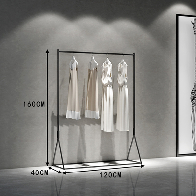 Steel Double Rod Hangrail Clothes Store Rack Floor Display Stand